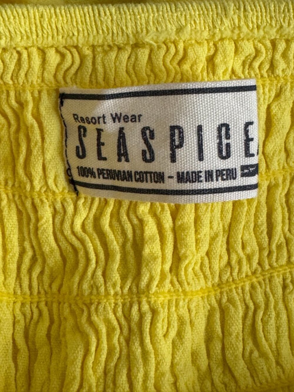 Seaspice Peruvian Cotton Halter Dress Womens S M Yellow Crochet Lace Resort Midi - Picture 4 of 5